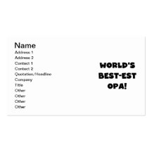 World's Best Opa Black Text T-shirts and Gifts Business Card