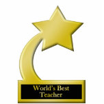 World's Best Teache, Gold Star Award Trophy Photo Sculpture