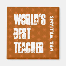 World's Best Teacher Custom Name Orange Star W1405 Magnet