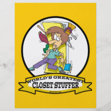 WORLDS GREATEST CLOSET STUFFER WOMEN CARTOON FLYER DESIGN