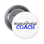 Worlds Greatest Coach Blue Black Pinback Button