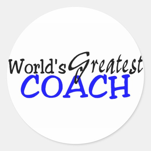 Worlds Greatest Coach Blue Black Round Sticker