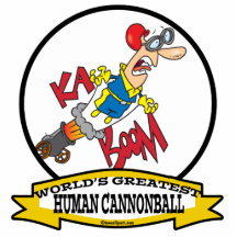 WORLDS GREATEST HUMAN CANNONBALL MEN CARTOON PHOTO CUT OUTS