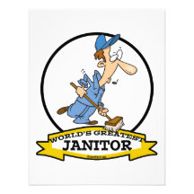 WORLDS GREATEST JANITOR CARTOON CUSTOM INVITATION