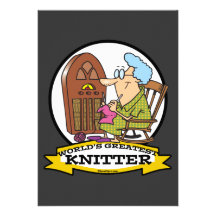 WORLDS GREATEST KNITTER CARTOON CUSTOM INVITATIONS