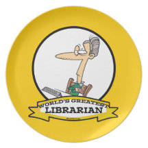 WORLDS GREATEST LIBRARIAN II CARTOON DINNER PLATES