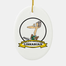WORLDS GREATEST LIBRARIAN II CARTOON ORNAMENT