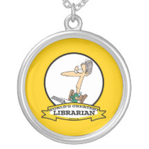 WORLDS GREATEST LIBRARIAN II CARTOON PENDANT