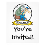 WORLDS GREATEST MAILMAN MEN CARTOON CUSTOM INVITES