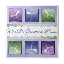 World's Greatest Mum (dragonflies) Tiles