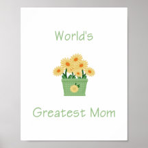 World's Greatest Mum (yellow flowers) Print