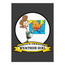 WORLDS GREATEST WEATHER GIRL WOMEN CARTOON CUSTOM INVITATIONS