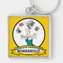 WORLDS GREATEST WORKAHOLIC MEN II CARTOON KEYCHAIN