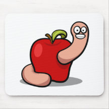 Worm and Red Apple Mousepad