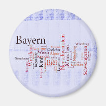 Wortwolke word cloud Bayern Bavaria Kühlschrankmagnet