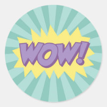 WOW comic book style effect Round Sticker