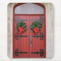 Wreaths on Red Door Mouse Pad