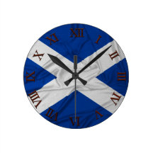 Wrinkled Scotland Flag Round Wallclocks