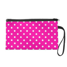 Wristlet Hot Pink Polka Dot