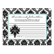 Writable Advice Card Black Tiffany Damask Lace Postcards