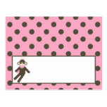 Writable Place Card Pink Sock Monkey Post Card