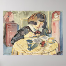 Writing girl (Sonia Gramatte) by Walter Gramatte Poster