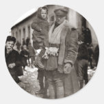 WWI English Pilot, French Orphans Round Stickers