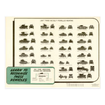 WWII Light Tank ID Chart Postcards