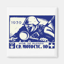 WWII Swiss Motorcycle Company, blue Fridge Magnet