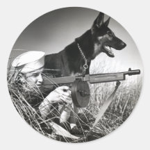 WWII USCG at Work Round Stickers