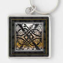 X Initial "Celtic Black Stone" Key Chain