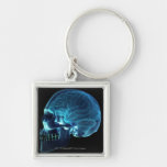 X-ray of the brain inside a skull key chain