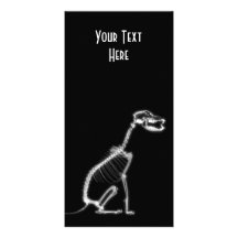 X-RAY PUPPY DOG SKELETON SITTING - B&W PHOTO CARD TEMPLATE