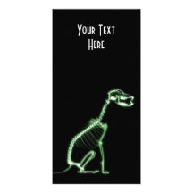X-RAY PUPPY DOG SKELETON SITTING - GREEN PHOTO CARD TEMPLATE