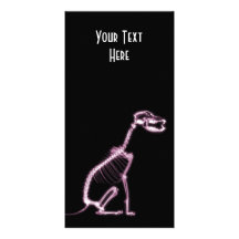 X-RAY PUPPY DOG SKELETON SITTING - PINK PHOTO CARDS