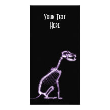X-RAY PUPPY DOG SKELETON SITTING - PURPLE CUSTOM PHOTO CARD
