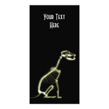 X-RAY PUPPY DOG SKELETON SITTING - YELLOW PHOTO GREETING CARD