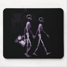 X-Ray Skeleton Couple Travelling Black Purple Mousepads