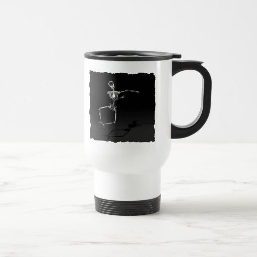 X-RAY SKELETON JOY LEAP B&W COFFEE MUGS