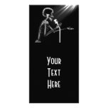 X-RAY SKELETON SINGING ON RETRO MIC - B&W CUSTOMIZED PHOTO CARD