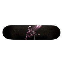 X-RAY SKELETON SINGING ON RETRO MIC - PINK SKATE BOARD DECKS