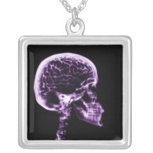 X-RAY SKULL BRAIN - BLACK & PURPLE CUSTOM NECKLACE