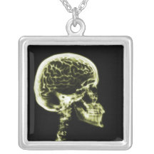X-RAY SKULL BRAIN - BLACK & YELLOW PERSONALISED NECKLACE