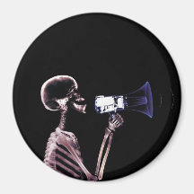 X-RAY VISION SKELETON ON MEGAPHONE - ORIGINAL REFRIGERATOR MAGNET