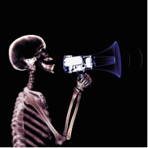 X-RAY VISION SKELETON ON MEGAPHONE - ORIGINAL ACRYLIC CUT OUT