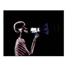 X-RAY VISION SKELETON ON MEGAPHONE - ORIGINAL POSTCARDS