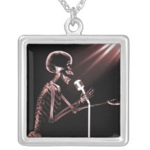 X-RAY VISION SKELETON SINGING ON RETRO MIC - RED CUSTOM JEWELRY