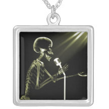 X-RAY VISION SKELETON SINGING ON RETRO MIC YELLOW PENDANTS