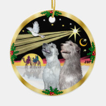 Xmas Dove - Two Irish Wolfhounds Christmas Tree Ornament