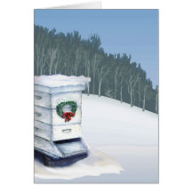 xmas hive in snow greeting card